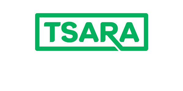 Bright green capital letters spelling 'TSARA' on a white border surrounded by a bright green border formed by the end of the letter 'R'